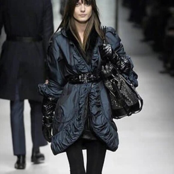 Burberry Runway Collection Blue Long Sleeve Jacket Coat with Ruffles - Picture 1 of 11